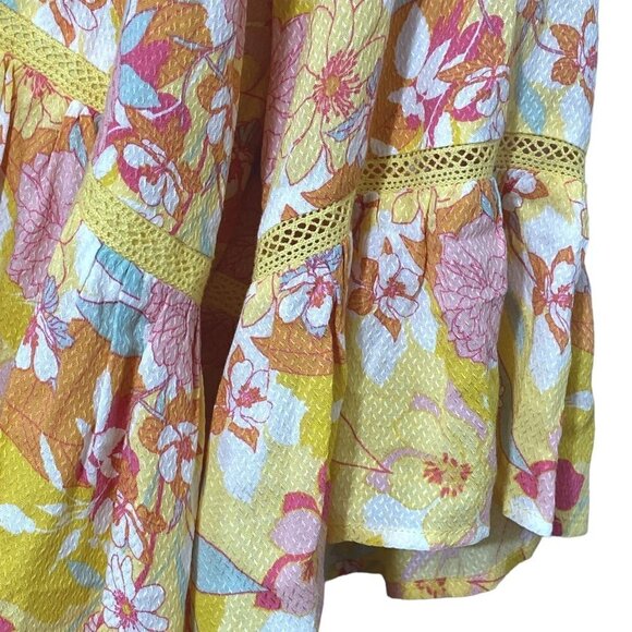 TORRID Plus Size 1X Baby Doll Top Yellow floral Ruffle Blouse - Picture 7 of 11